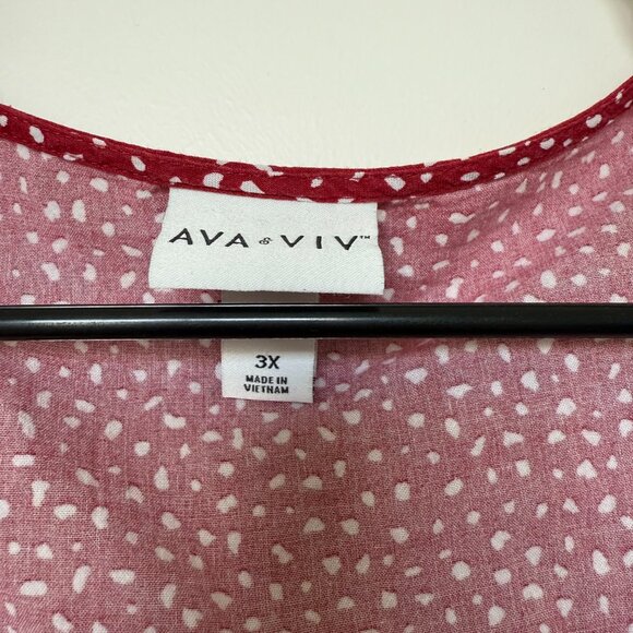 Ava & Viv Red Print Peasant Blouse – Size 3X – Flowy Boho Tunic Top - Picture 2 of 3